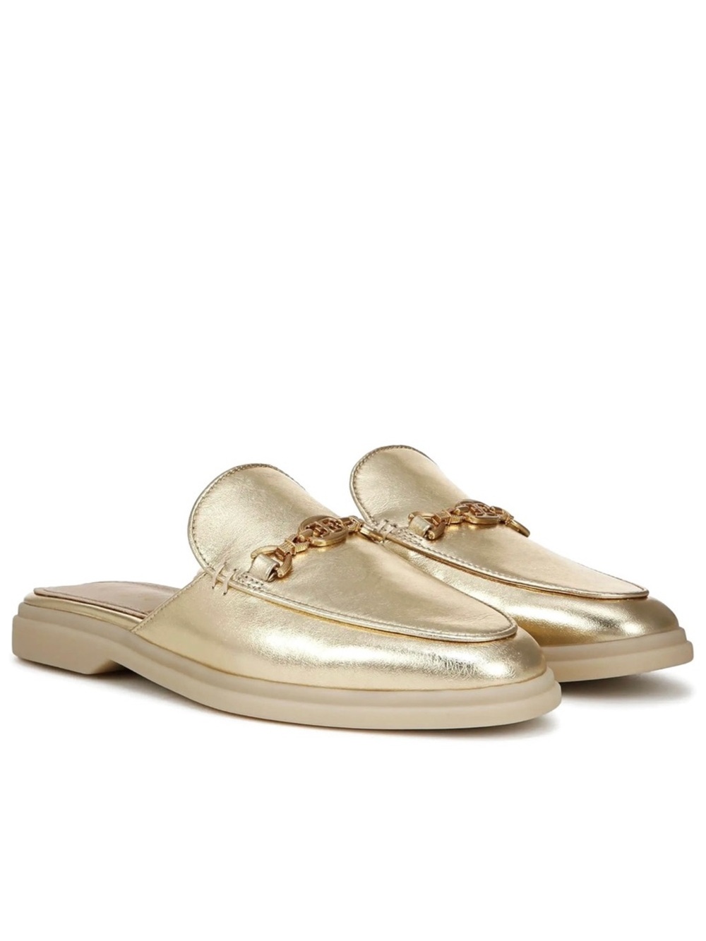 NEW SAM EDELMAN GOLD LOAFER MULES